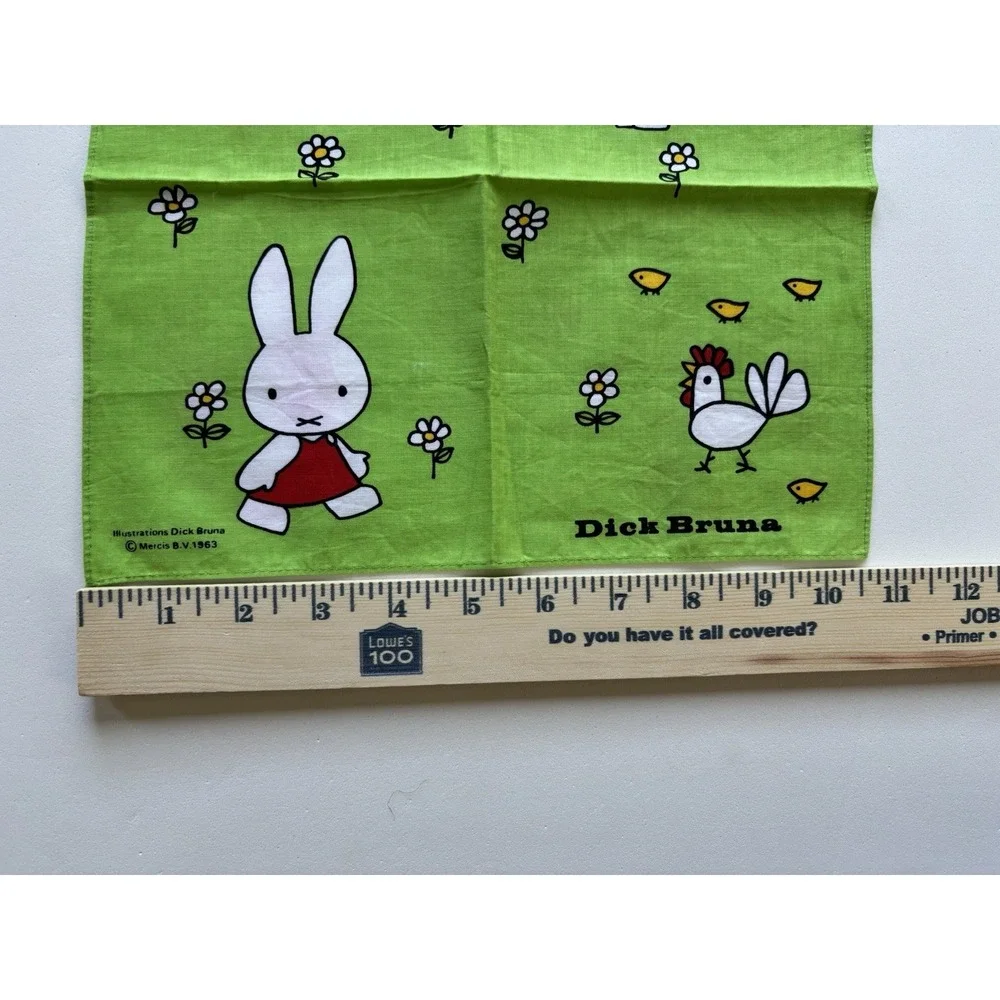Vintage 1963 MIFFY DICK BRUNA Napkins Handkerchiefs, set of 2 Japanese Cotton